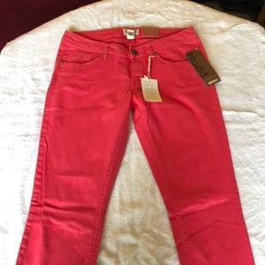 Pink denim jeans